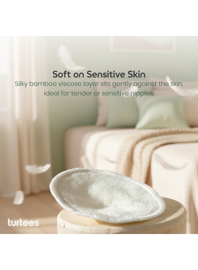 ترتيس فوط رضاعة قابلة للغسل من تورتيز، 6 قطع - فوط ثدي من الخيزران قابلة لإعادة الاستخدام للأمهات المرضعات، فسكوز الخيزران فائق النعومة، مانعة للتسرب وعالية الامتصاص، فوط رضاعة صديقة للبيئة مع حقيبة غسيل - TTS720 - Image 5